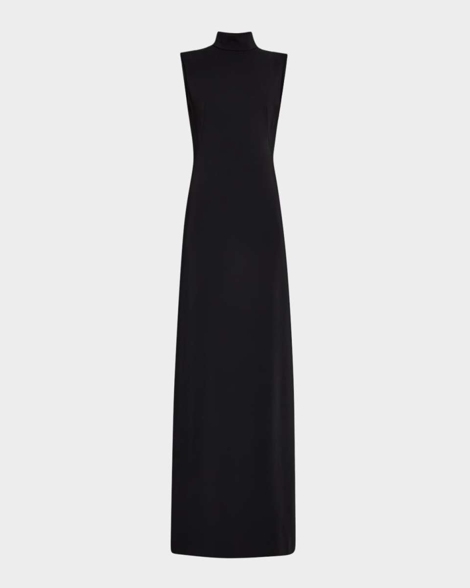 Mock-Neck Sleeveless Stretch Viscose Cady Gown